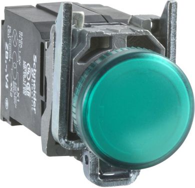 Schneider Electric Pilot light, Harmony XB4, metal, green, 22mm, plain lens with BA9s bulb, 110...120V AC XB4BV33 | Elektrika.lv