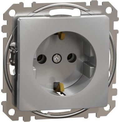 Schneider Electric Socket-outlet, Sedna Design & Elements, 16A, 250V, side earth, PRO, aluminium SDD113026 | Elektrika.lv