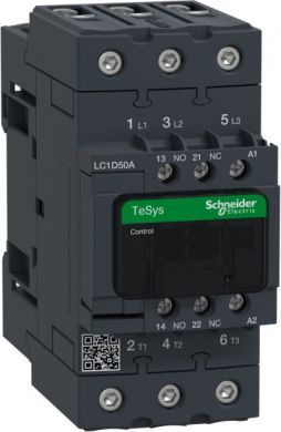 Schneider Electric Contactor, TeSys Deca, 3P(3 NO), AC-3/AC-3e, <=400V, 50A, 220V AC 50/60Hz coil, screw clamp terminal LC1D50AM7 | Elektrika.lv