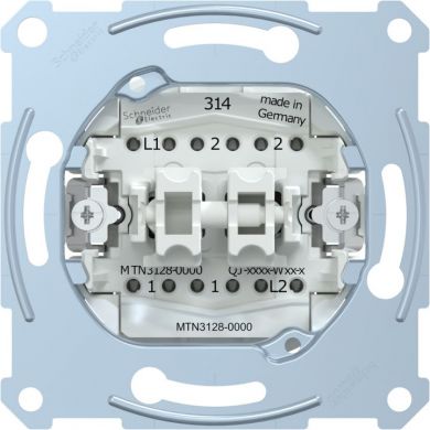 Schneider Electric 2 Switch + push-button, Merten inserts, 1-pole 2-way, 10AX, screwless terminals, IP20, MTN3128-0000 | Elektrika.lv