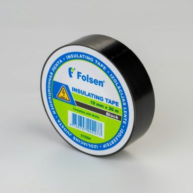 Folsen Izolācijas lente 19mmx20m, melna 012504 | Elektrika.lv