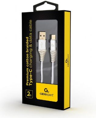 Gembird CABLE USB-C 2M SILVER/WHITE/CC-USB2B-AMCM-2M-BW2 GEMBIRD CC-USB2B-AMCM-2M-BW2 | Elektrika.lv