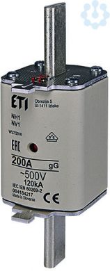 ETI NH1 gG 200A/500V Drošinātājs KOMBI, 120kA, 500V 004184217 | Elektrika.lv