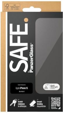 PanzerGlass PanzerGlass | SAFE | Screen protector | Apple | iPhone 15 | Glass | Clear | Ultra-Wide Fit SAFE95534