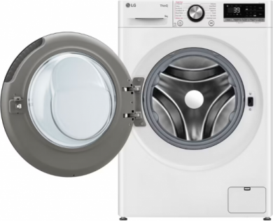 LG LG | F2WR709S2W | Washing machine | Energy efficiency class A-10% | Front loading | Washing capacity 9 kg | 1200 RPM | Depth 47.5 cm | Width 60 cm | LED | Steam function | Direct drive | Wi-Fi | White F2WR709S2W