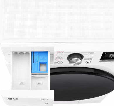 LG LG | F2WR709S2W | Washing machine | Energy efficiency class A-10% | Front loading | Washing capacity 9 kg | 1200 RPM | Depth 47.5 cm | Width 60 cm | LED | Steam function | Direct drive | Wi-Fi | White F2WR709S2W