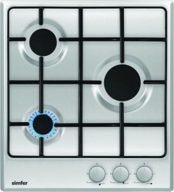 SIMFER Simfer Hob H4.300.VGRIM Gas, Number of burners/cooking zones 3, Rotary knobs, Stainless steel H4.300.VGRIM | Elektrika.lv
