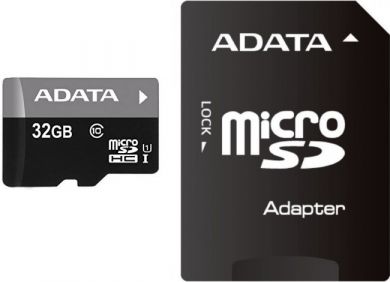 Adata Memory card Premier UHS-I 32 GB, MicroSDHC, class 10, w/adapter, black AUSDH32GUICL10-PA1 | Elektrika.lv