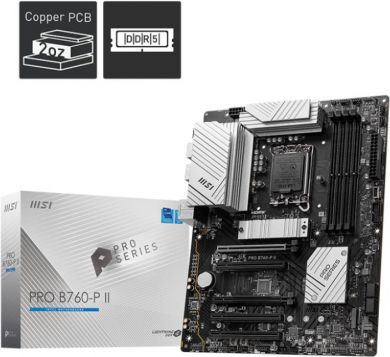 MSI Mainboard MSI Intel B760 Express LGA1700 Memory DDR5 Memory slots 4 5xPCI-Express 5.0 16x 2xM.2 1xHDMI 1xDisplayPort 2xUSB 2.0 2xUSB 3.2 1xUSB-C 1xOptical S/PDIF 1xRJ45 5xAudio port PROB760-PII PROB760-PII | Elektrika.lv