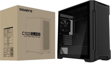 Gigabyte Case GIGABYTE GB-C102G MidiTower Case product features Transparent panel Not included MicroATX MiniITX Colour Black GB-C102G GB-C102G | Elektrika.lv