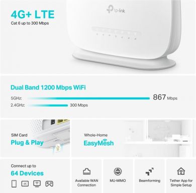 Tp-Link Wireless Router TP-LINK Wireless Router 1200 Mbps IEEE 802.11a IEEE 802.11 b/g IEEE 802.11n IEEE 802.11ac 3x10/100/1000M LAN \ WAN ports 1 Number of antennas 2 4G ARCHERMR505 ARCHERMR505 | Elektrika.lv