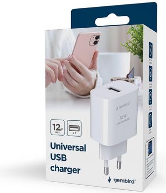 Gembird CHARGER USB UNIVERSAL 2.4A/BLACK TA-UC-1A12-01-BK GEMBIRD TA-UC-1A12-01-BK | Elektrika.lv