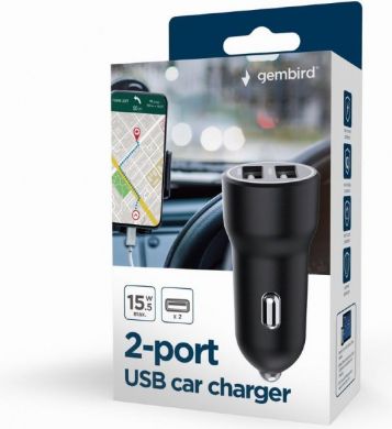 Gembird MOBILE CHARGER CAR USB 2PORT/TA-UC-2A15-CAR-01 GEMBIRD TA-UC-2A15-CAR-01 | Elektrika.lv