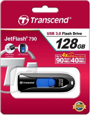 TRANSCEND USB flash, MEMORY DRIVE FLASH USB3 128GB, Black / Blue TS128GJF790K | Elektrika.lv