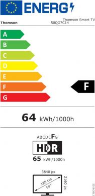 THOMSON TV Set THOMSON 50" 4K/Smart QLED 3840x2160 Wireless LAN Bluetooth Google TV Black 50QG7C14 50QG7C14 | Elektrika.lv