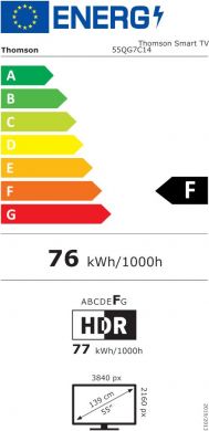 THOMSON TV Set THOMSON 55" 4K/Smart QLED 3840x2160 Wireless LAN Bluetooth Google TV Black 55QG7C14 55QG7C14 | Elektrika.lv