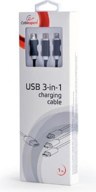Gembird CABLE USB CHARGING 3IN1 1M/BLACK CC-USB2-AM31-1M GEMBIRD CC-USB2-AM31-1M | Elektrika.lv