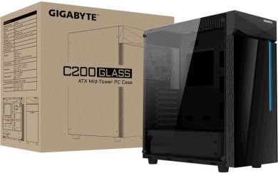 Gigabyte Case GIGABYTE C200 GLASS MidiTower Not included ATX MicroATX MiniITX Colour Black GB-C200G GB-C200G | Elektrika.lv