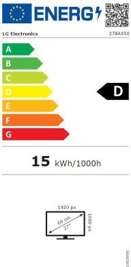 LG LCD Monitor LG 27" Panel IPS 1920x1080 16:9 100Hz Matte Speakers Swivel Pivot Height adjustable Tilt Colour Black 27BA550-B 27BA550-B | Elektrika.lv