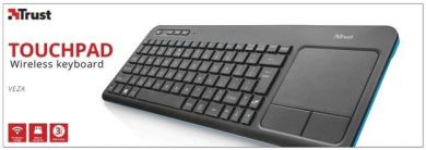 TRUST VEZA TOUCHPAD, ENG, Bezvadu klaviatūra, USB, Melna 20960 | Elektrika.lv