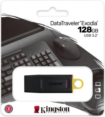 Kingston USB flash MEMORY DRIVE FLASH 128GB DTX, USB3.2, Melns DTX/128GB | Elektrika.lv
