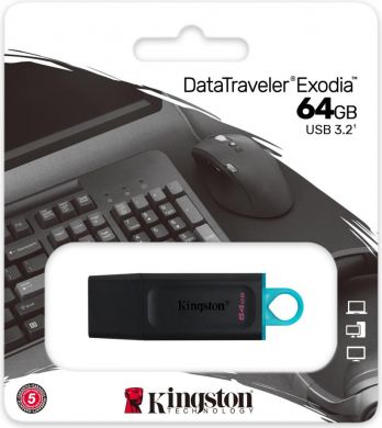 Kingston USB flash MEMORY DRIVE FLASH 64GB DTX, USB3.2, Black DTX/64GB | Elektrika.lv