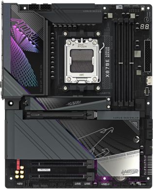 Gigabyte Mainboard GIGABYTE AMD X870E SAM5 ATX Memory DDR5 Memory slots 4 1xPCI-Express 3.0 4x 1xPCI-Express 4.0 4x	 1xPCI-Express 5.0 16x 4xM.2 1xHDMI 2xUSB 2.0 8xUSB 3.2 2xUSB-C 1xOptical S/PDIF 1xRJ45 2xAudio port X870EAORUSMASTER X870EAORUSMASTER | Elektrika.lv