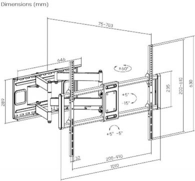 Gembird TV SET ACC WALL MOUNT 60-120"/WM-120ST-01 GEMBIRD WM-120ST-01 | Elektrika.lv