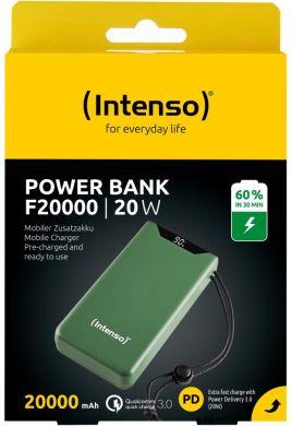 INTENSO POWER BANK USB 20000MAH QC3.0/GREEN F20000 7332057 INTENSO 7332057 | Elektrika.lv