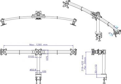 Neomounts TV SET ACC DESK MOUNT BLACK/19-27" FPMA-D700D3 NEOMOUNTS FPMA-D700D3 | Elektrika.lv