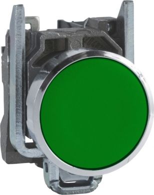 Schneider Electric Green flush complete pushbutton &Oslash;22 spring return 1NO unmarked. range of product: Harmony XB4 - device short name: XB4 - fixing collar material: zamak - mounting diameter: 22 mm - contacts operation: slow-break - connections - terminals: screw clamp XB4BA31 | Elektrika.lv