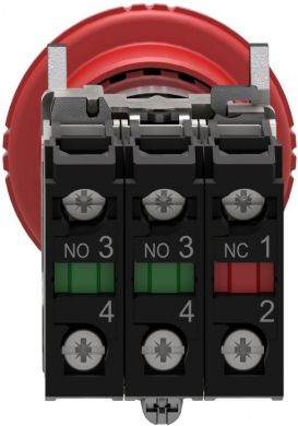 Schneider Electric Red &Oslash;40 Emergency stop, switching off &Oslash;22 trigger latching turn release 1NO+2NC. range of product: Harmony XB4 - product or component type: complete emergency switching off pushbutton - device short name: XB4 - bezel material: chromium plated metal - XB4BS84441 | Elektrika.lv