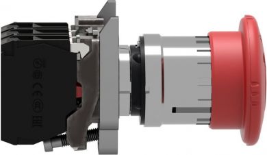 Schneider Electric Red &Oslash;40 Emergency stop, switching off &Oslash;22 trigger latching turn release 1NO+2NC. range of product: Harmony XB4 - product or component type: complete emergency switching off pushbutton - device short name: XB4 - bezel material: chromium plated metal - XB4BS84441 | Elektrika.lv