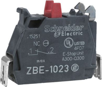 Schneider Electric Single contact block for head &Oslash;22 1NC Faston connector. range of product: Harmony XB4, Harmony XB5 - product or component type: contact block - device short name: ZBE - contacts type and composition: 1 NC - contacts operation: slow-break - contact bl ZBE1023 | Elektrika.lv