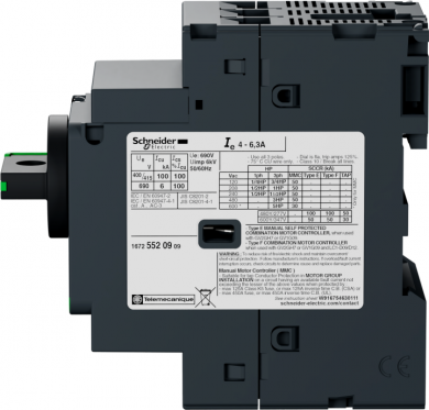 Schneider Electric Motor circuit breaker, TeSys Deca, 3P, 0.63 to 1A, thermal magnetic, screw clamp terminals, rotary h GV2P05 | Elektrika.lv