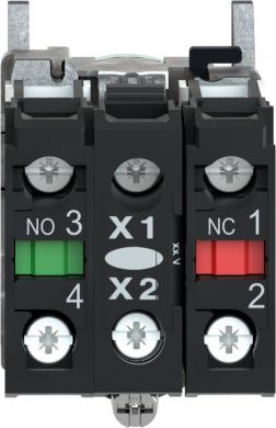 Schneider Electric Illuminated push button, Harmony XB4, metal, flush, green, 22mm, spring return, lt 250V, 1NO+1NC XB4BW3365 | Elektrika.lv