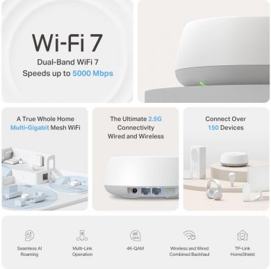 Tp-Link Wireless Router TP-LINK Wireless Router 3-pack 3600 Mbps Mesh LAN \ WAN ports 2 Number of antennas 4 DECOBE25(3-PACK) DECO BE25-3-PACK- | Elektrika.lv