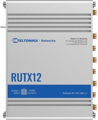 Teltonika Dual LTE Cat 6 Router | RUTX12 | 802.11ac | 867 Mbit/s | 10/100/1000 Mbit/s | Ethernet LAN (RJ-45) ports 4 | Mesh Support No | MU-MiMO Yes | 4G | Antenna type 4xSMA for LTE, 2xRP-SMA for WiFi, 1xRP-SMA for Bluetooth, 1xSMA for GNNS | 1 x USB A RUTX12000000
