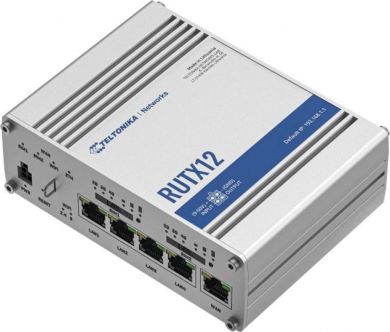 Teltonika Dual LTE Cat 6 Router | RUTX12 | 802.11ac | 867 Mbit/s | 10/100/1000 Mbit/s | Ethernet LAN (RJ-45) ports 4 | Mesh Support No | MU-MiMO Yes | 4G | Antenna type 4xSMA for LTE, 2xRP-SMA for WiFi, 1xRP-SMA for Bluetooth, 1xSMA for GNNS | 1 x USB A RUTX12000000
