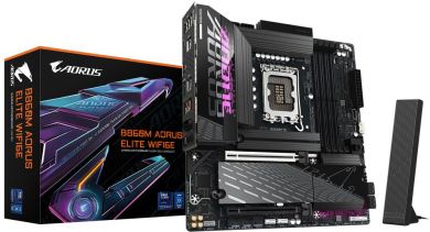 Gigabyte Mainboard GIGABYTE Intel B860 Express LGA1851 Micro-ATX Memory DDR5 Memory slots 4 2xPCI-Express 16x 3xM.2 1xHDMI 1xDisplayPort 1xAudio-In 1xAudio-Out 4xUSB 2.0 6xUSB 3.2 1xUSB-C 1xOptical S/PDIF 1xRJ45 B860MAELITEWIFI6E1.0 B860M A ELITE WIFI6E | Elektrika.lv