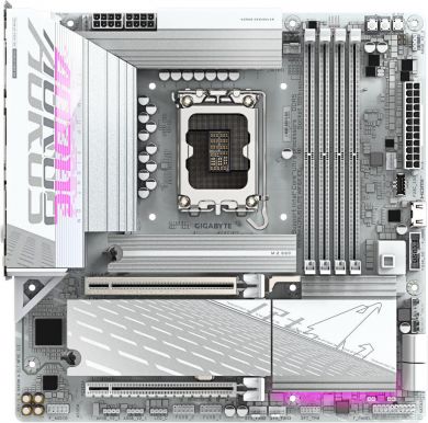 Gigabyte Mainboard GIGABYTE Intel B860 Express LGA1851 Micro-ATX Memory DDR5 1xPCI-Express 16x 3xM.2 1xHDMI 1xDisplayPort 4xUSB 2.0 6xUSB 3.2 1xUSB-C 1xOptical S/PDIF 1xRJ45 2xAudio port B860MAELTWF6EICE1.0 B860M A ELT WF6E ICE | Elektrika.lv