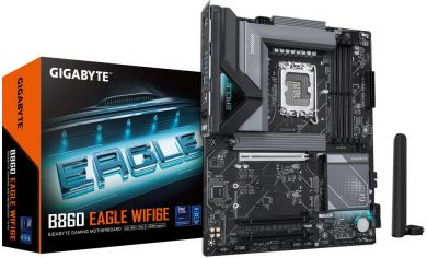 Gigabyte Mainboard GIGABYTE Intel B860 Express LGA1851 ATX Memory DDR5 Memory slots 4 3xPCI-Express 16x 3xM.2 1xHDMI 1xDisplayPort 1xAudio-In 1xAudio-Out 1xMicrophone 4xUSB 2.0 1xUSB 3.2 1xUSB-C 1xPS/2 1xRJ45 B860EAGLEWIFI6E1.0 B860 EAGLE WIFI6E 1. | Elektrika.lv