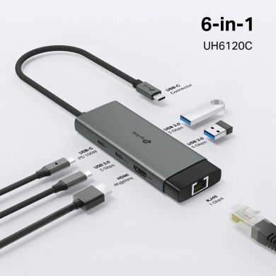 Tp-Link I/O HUB USB-C 6PORT/UH6120C TP-LINK UH6120C | Elektrika.lv