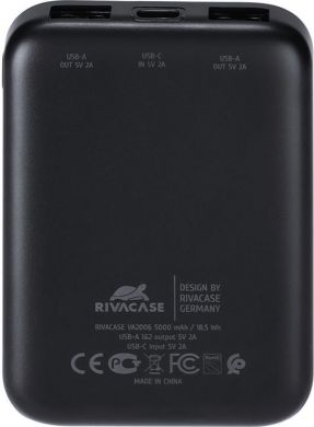 Rivacase POWER BANK USB 5000MAH/VA2006 BLACK RIVACASE VA2006 BLACK | Elektrika.lv