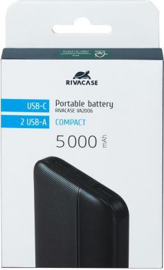 Rivacase POWER BANK USB 5000MAH/VA2006 BLACK RIVACASE VA2006 BLACK | Elektrika.lv