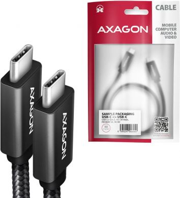 AXAGON CABLE USB-C TO USB-C 1.5M 100W/BLACK BUCM32-CM15AB AXAGON BUCM32-CM15AB | Elektrika.lv