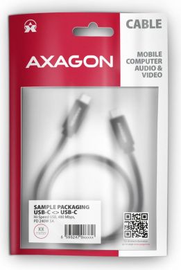 AXAGON CABLE USB-C TO USB-C 1.5M 240W/BRAID BLK BUCM2-CM15AB AXAGON BUCM2-CM15AB | Elektrika.lv