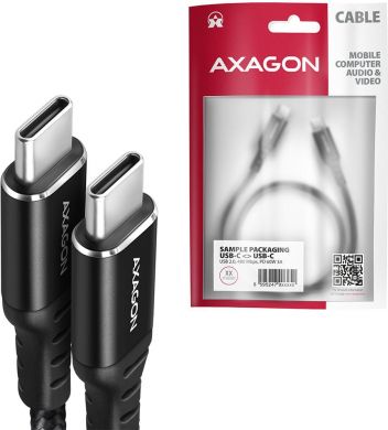 AXAGON CABLE USB-C TO USB-C 1.5M 60W/HQ BLACK BUCM-CM15AB AXAGON BUCM-CM15AB | Elektrika.lv