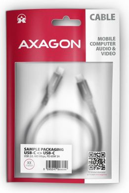 AXAGON CABLE USB-C TO USB-C 1.5M 60W/HQ BLACK BUCM-CM15AB AXAGON BUCM-CM15AB | Elektrika.lv