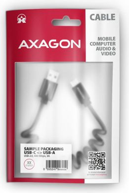 AXAGON CABLE USB-C TO USB2.0 0.6M/TWISTER BLK BUCM-AM10TB AXAGON BUCM-AM10TB | Elektrika.lv
